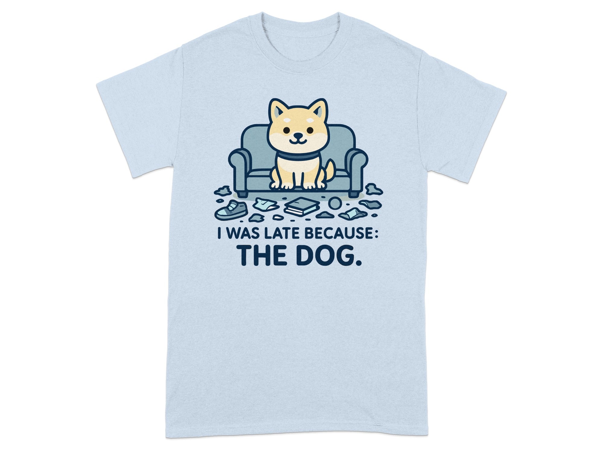 I Was Late Because The Dog Funny Comic T-shirt