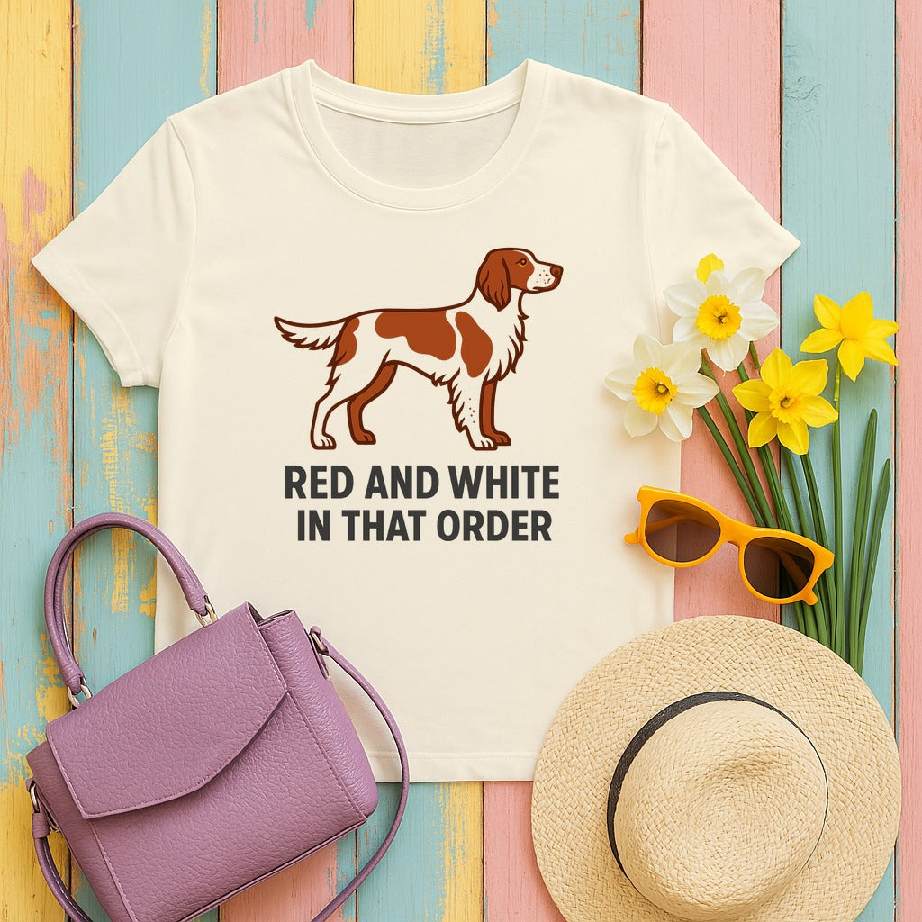Irish Red and White Setter Red and White In That Order Tee in Natural
