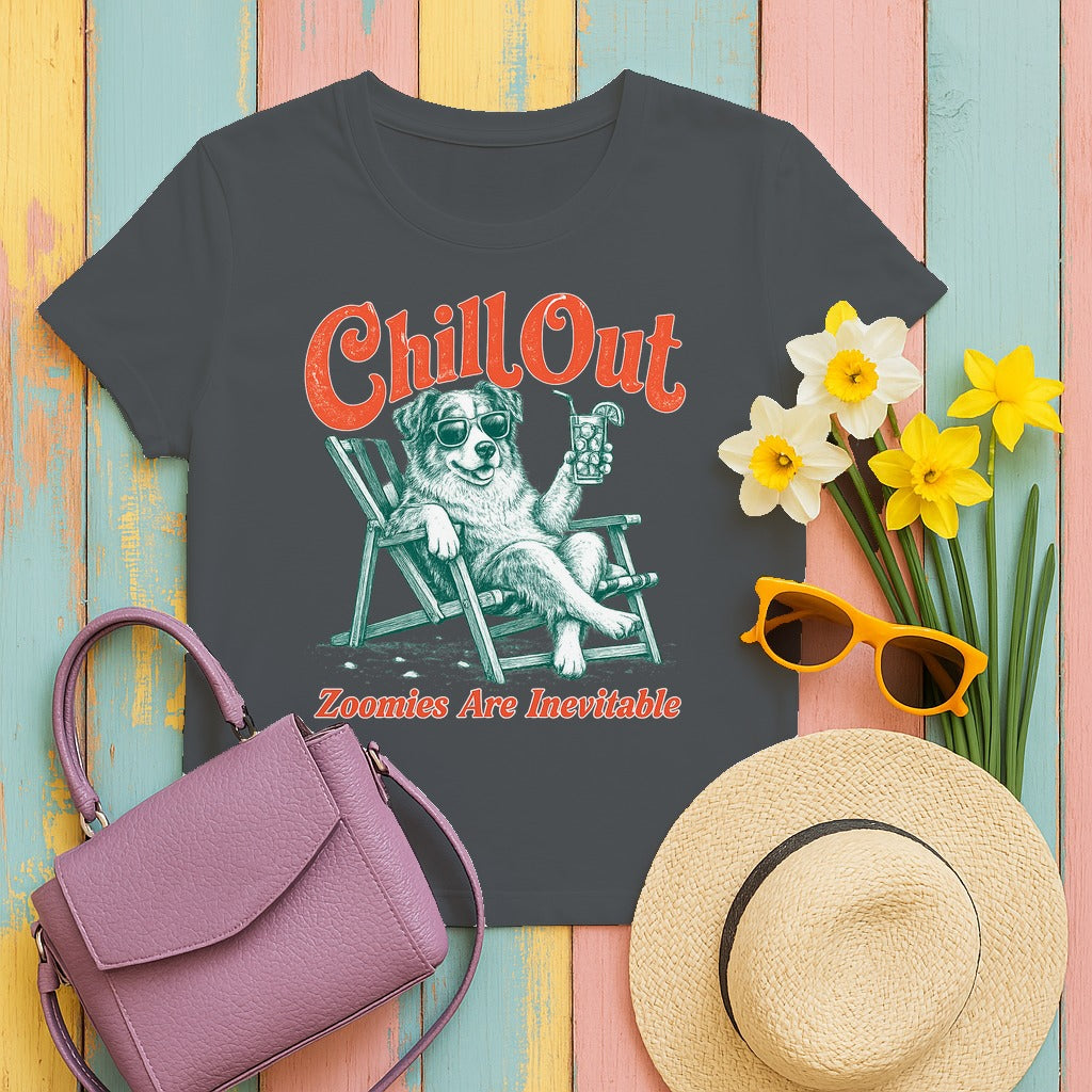 Chill Out Australian Shepherd T-shirt in Charcoal
