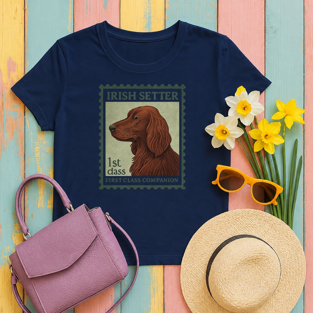 Irish Setter First Class Stamp T-shirt in Navy