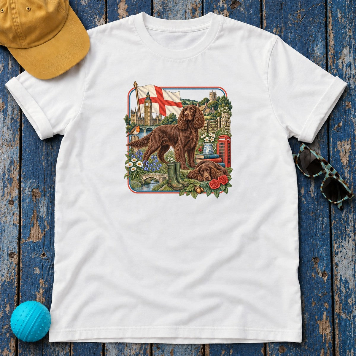 Field Spaniel England Heritage T-Shirt in White