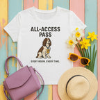 english springer spaniel all-access-pass tee flat lay hero