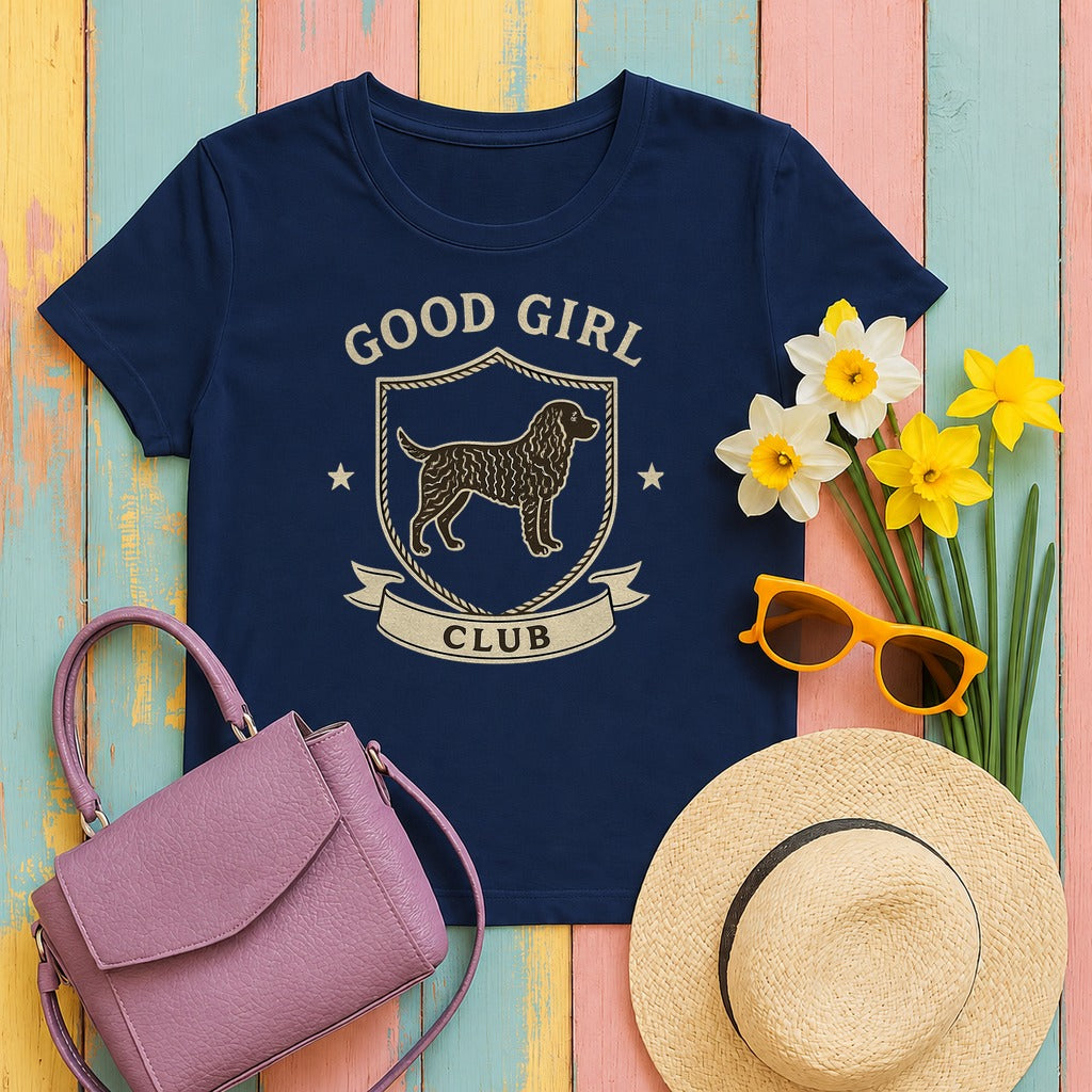American Water Spaniel Good Girl Club Tee in Navy