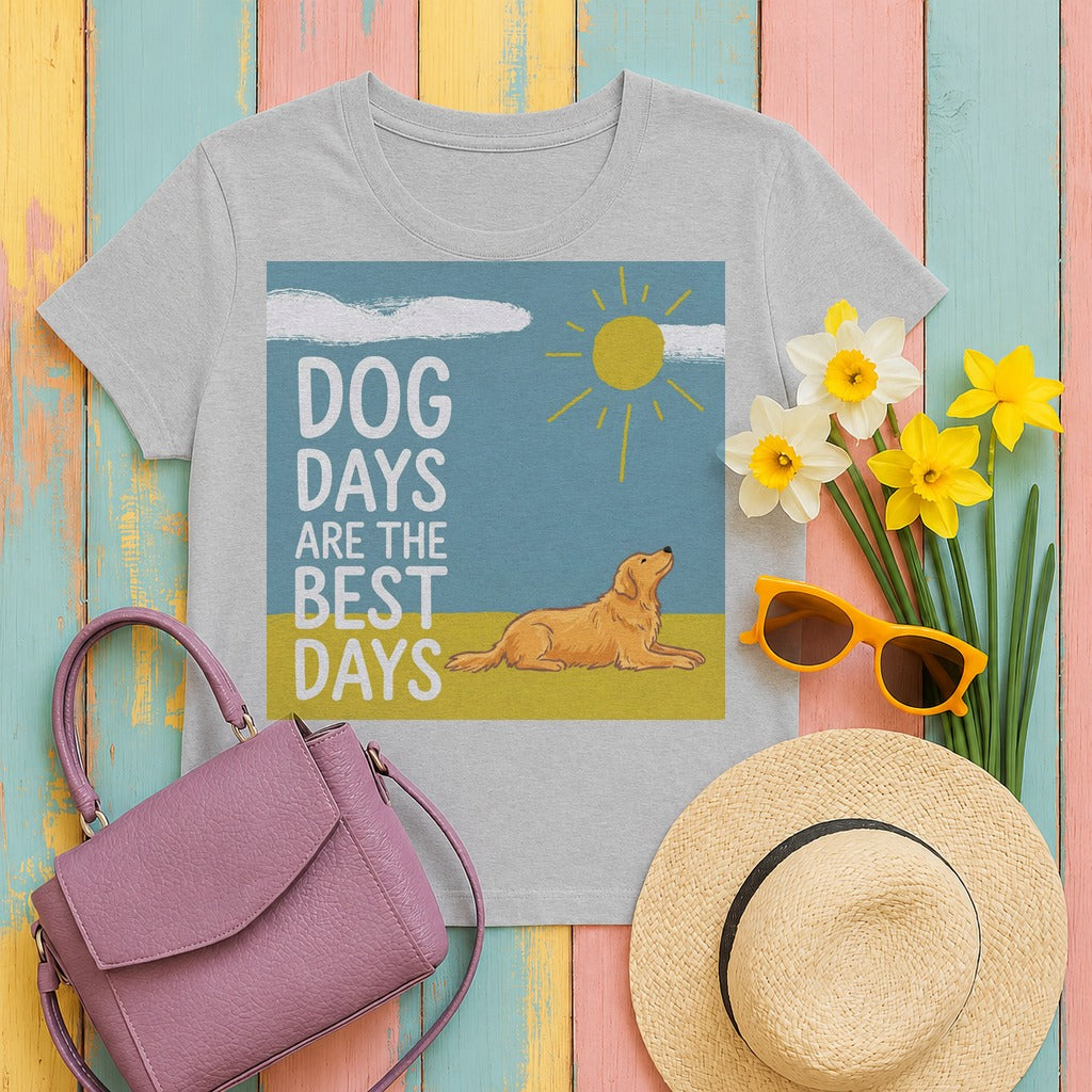 Dog Days Are The Best Days Graphic Golden Retriever T-Shirt in Sport Grey