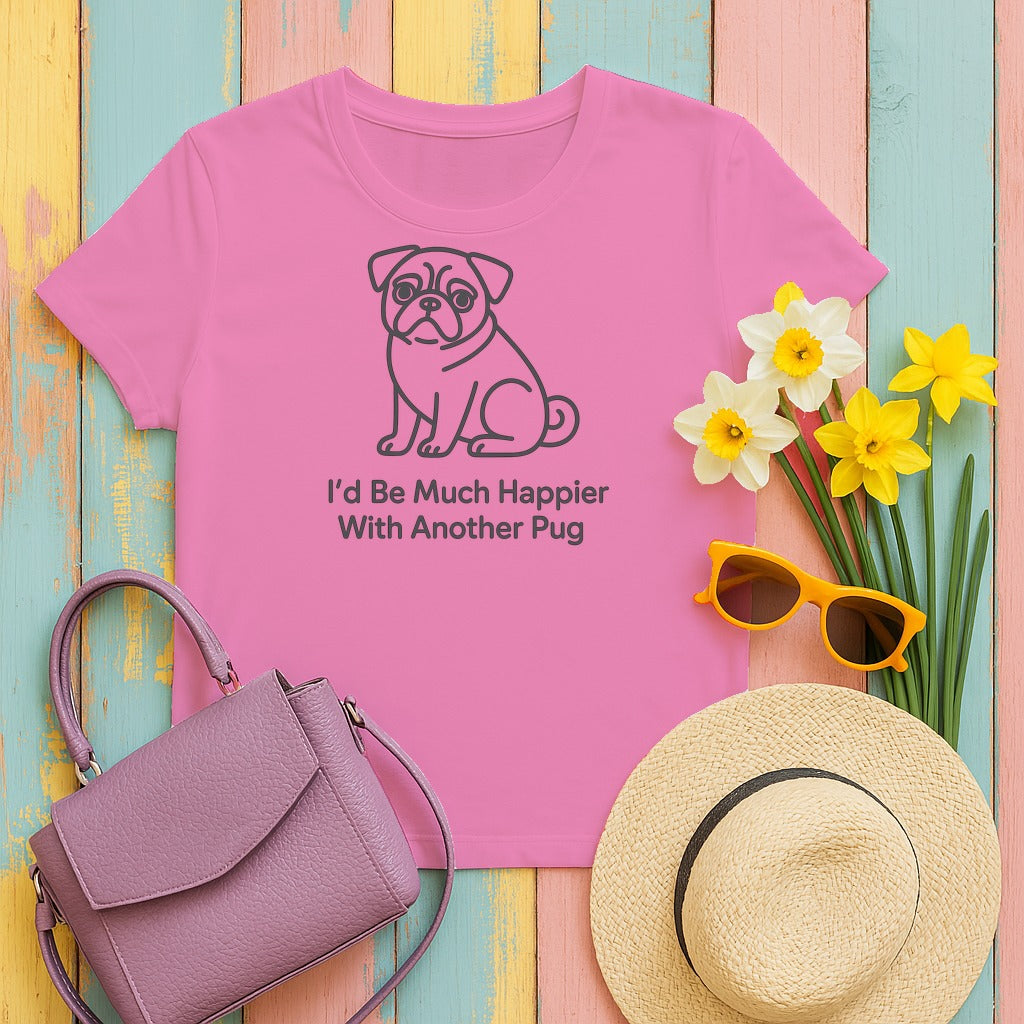 More Pugs Please: Minimalist T-Shirt in Azalea