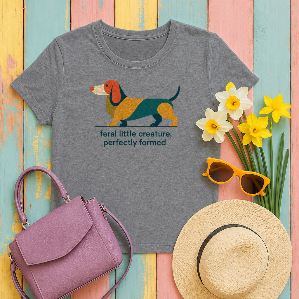 Perfectly Feral Dachshund T-Shirt in Graphite Heather