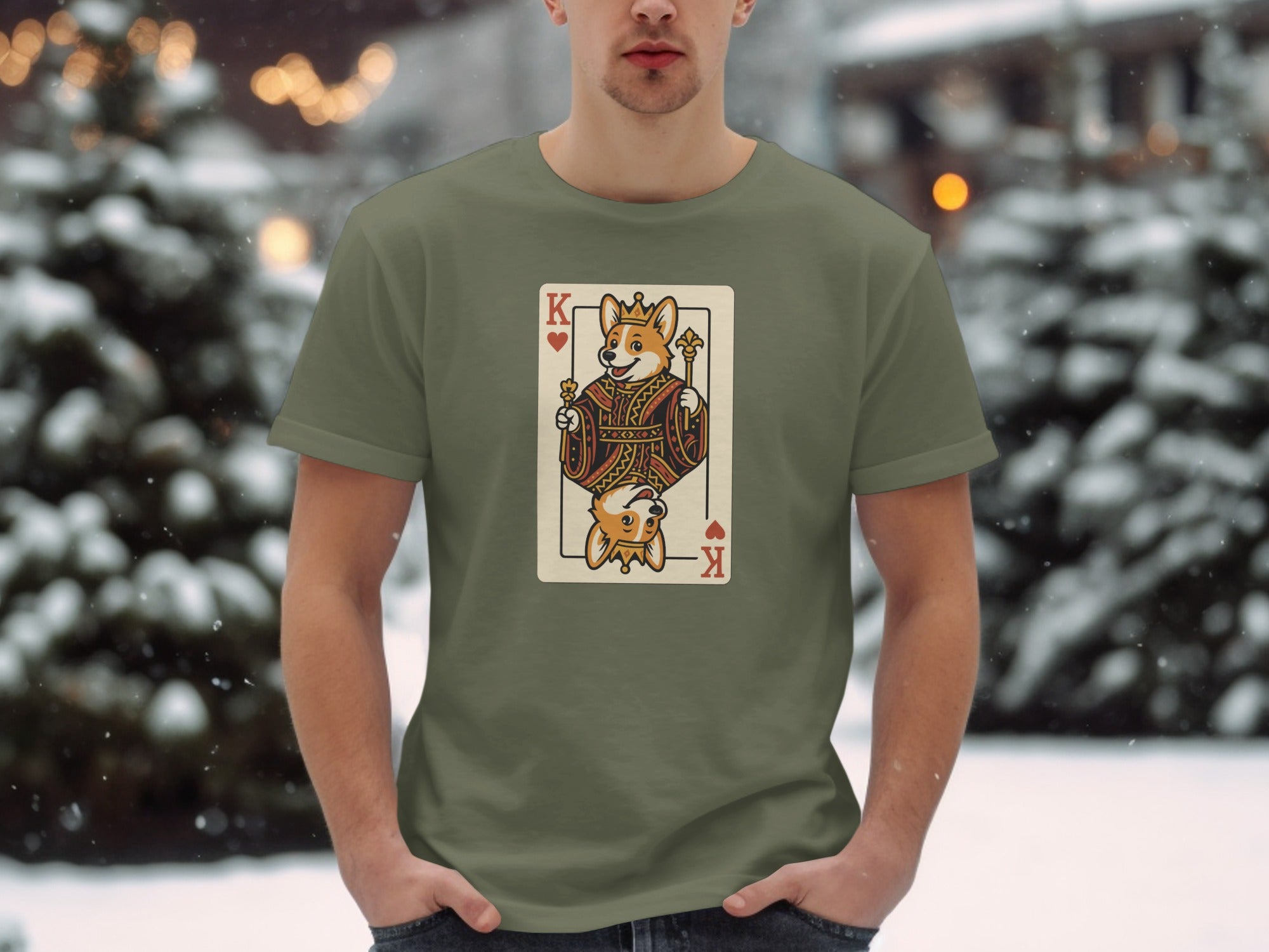 King Card Dog Print Graphic Short Sleeve T-Shirt