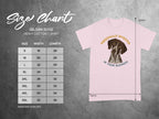 Gildan 5000 t-shirt size chart with "Personally Invested in Your Business" graphic.
