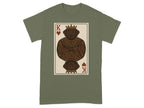 T-shirt with King of Hearts playing card graphic featuring a brown dog.