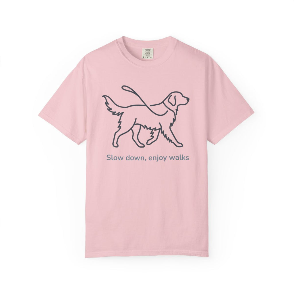Slow down enjoy walks dog silhouette t-shirt