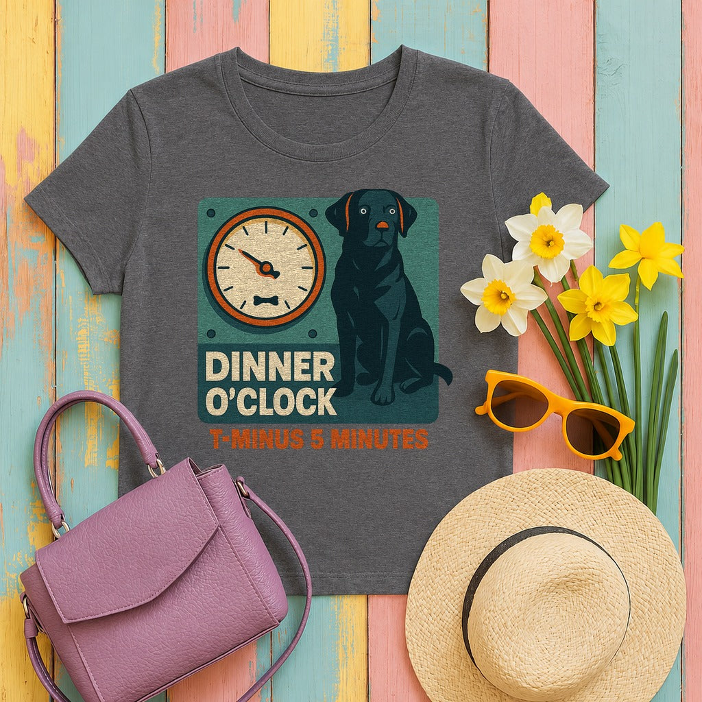 Black Lab Dinner O'Clock T-shirt in Dark Grey Heather