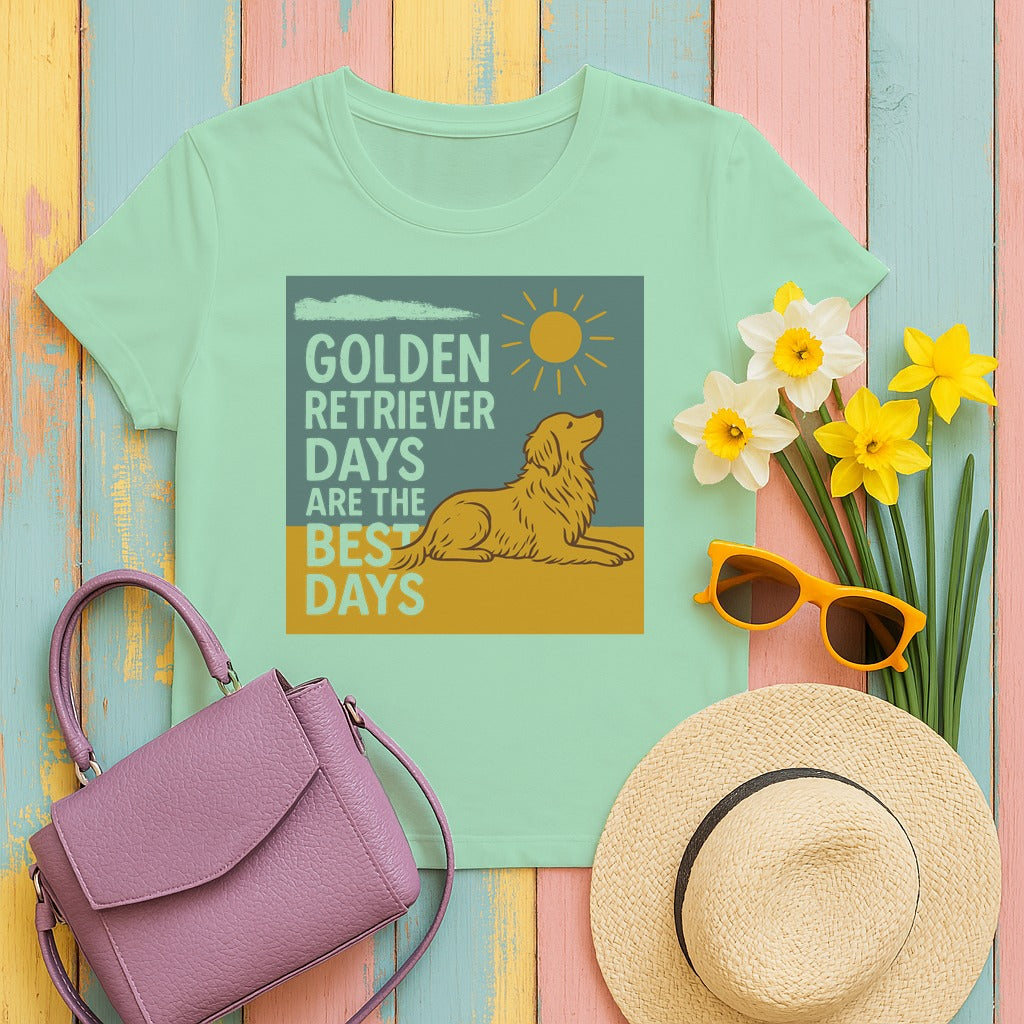 Golden Retriever Sunshine Days T-Shirt in Mint Green