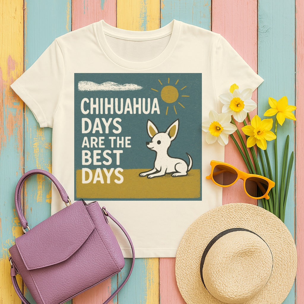 Whimsical Chihuahua Days T-Shirt in Natural