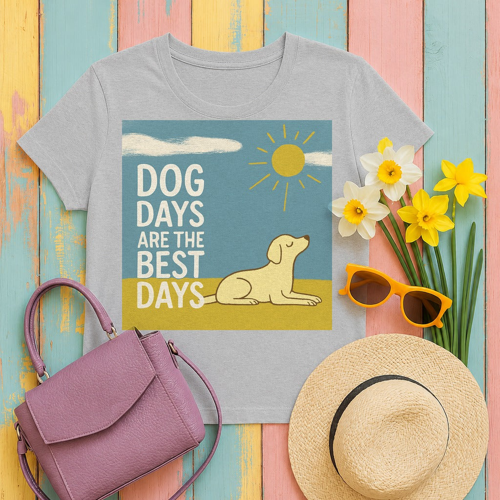 Dog Days Are the Best Days Yellow Labrador Retriever T-Shirt in Sport Grey