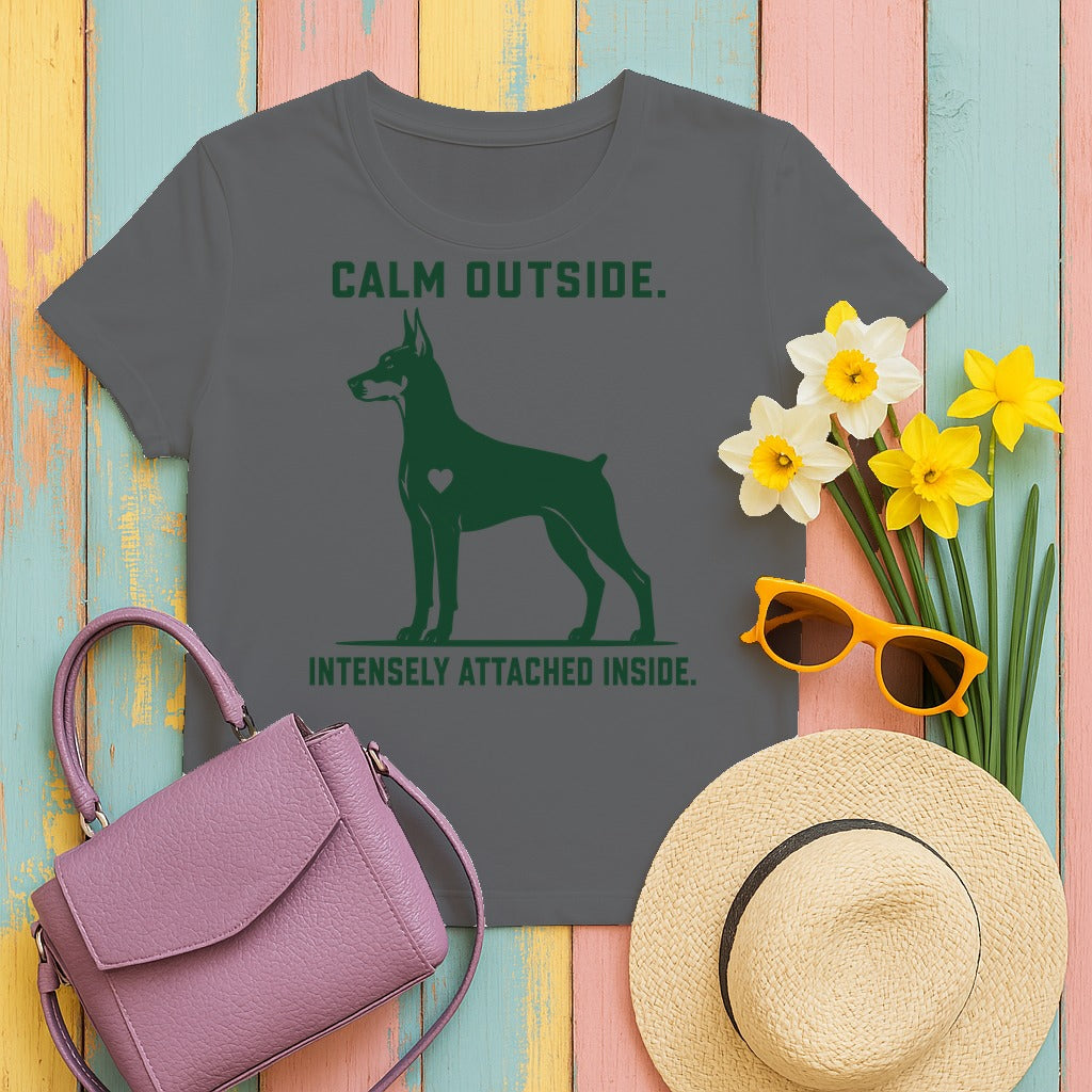 Calm Outside Doberman T-Shirt in Graphite Heather