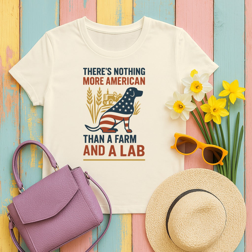 There's Nothing More American Than A Farm And A Lab T-Shirt in Natural
