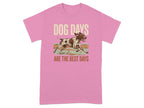 Pink t-shirt with running dog and text "DOG DAYS ARE THE BEST DAYS".