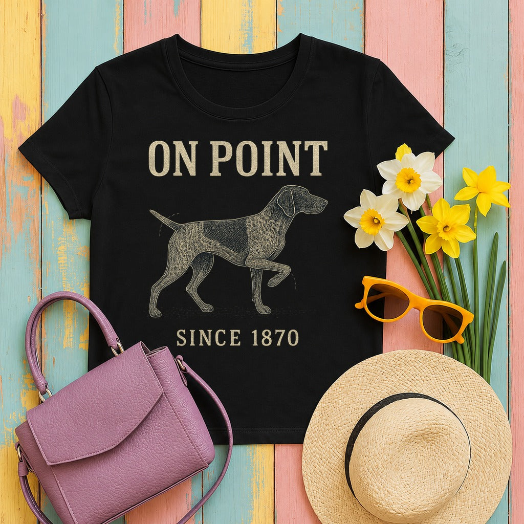 German Shorthaired Pointer On Point Blueprint T-shirt in Black