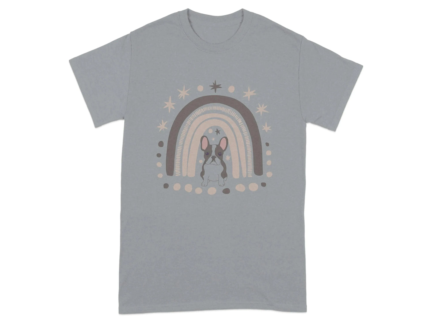 Adorable Bulldog Under Rainbow Design T-Shirts Gravel T-shirt