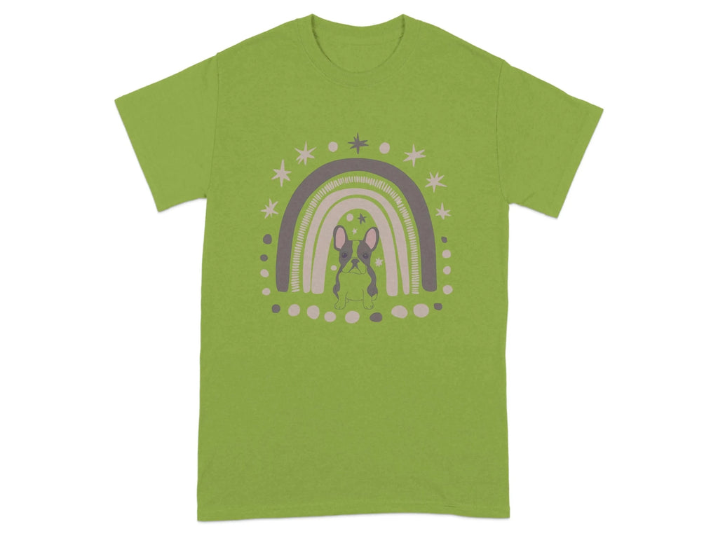 Adorable Bulldog Under Rainbow Design T-Shirts Kiwi T-shirt