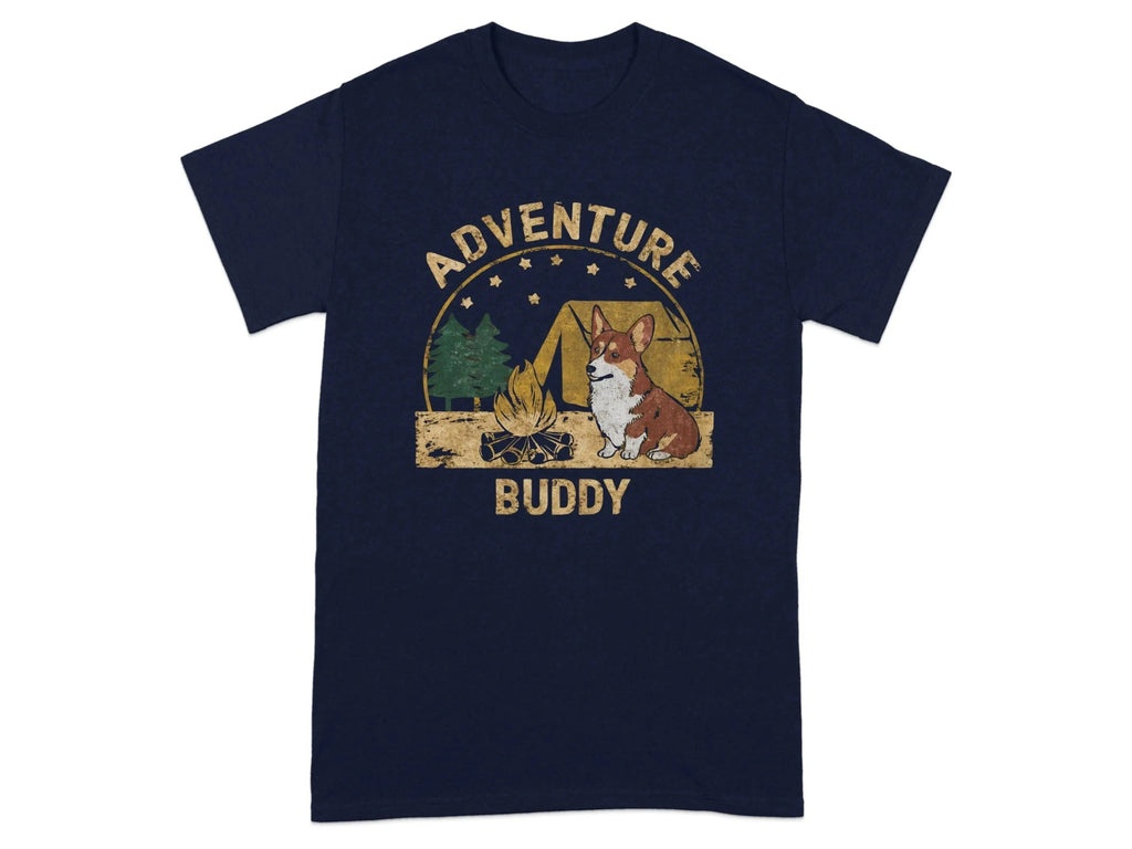 Adorable Corgi Camping T-Shirts Navy Blue T-shirt