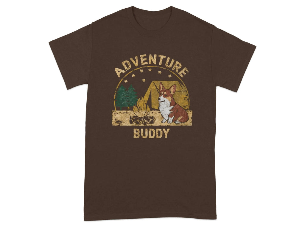 Adorable Corgi Camping T-Shirts Dark Chocolate T-shirt