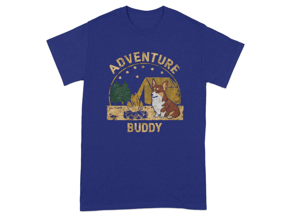 Adorable Corgi Camping T-Shirts Cobalt T-shirt