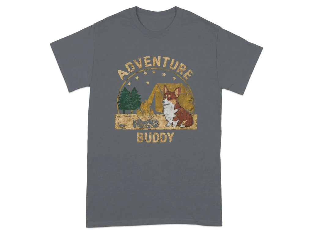 Adorable Corgi Camping T-Shirts Charcoal T-shirt
