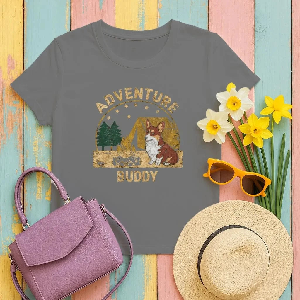 Adorable Corgi Camping T-Shirts T-shirt