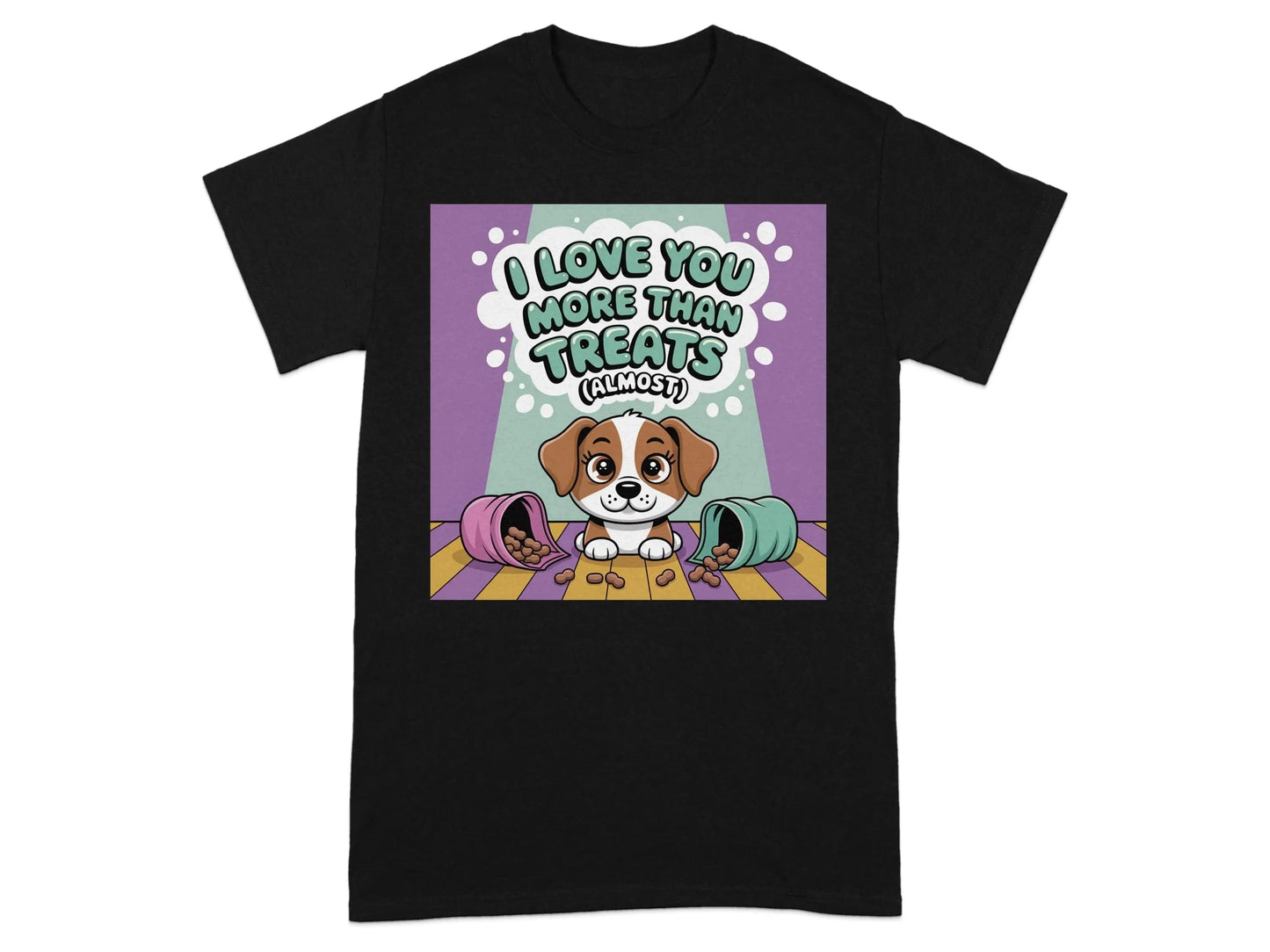 Adorable Dog I Love You More Than Treats T-Shirts Black T-shirt