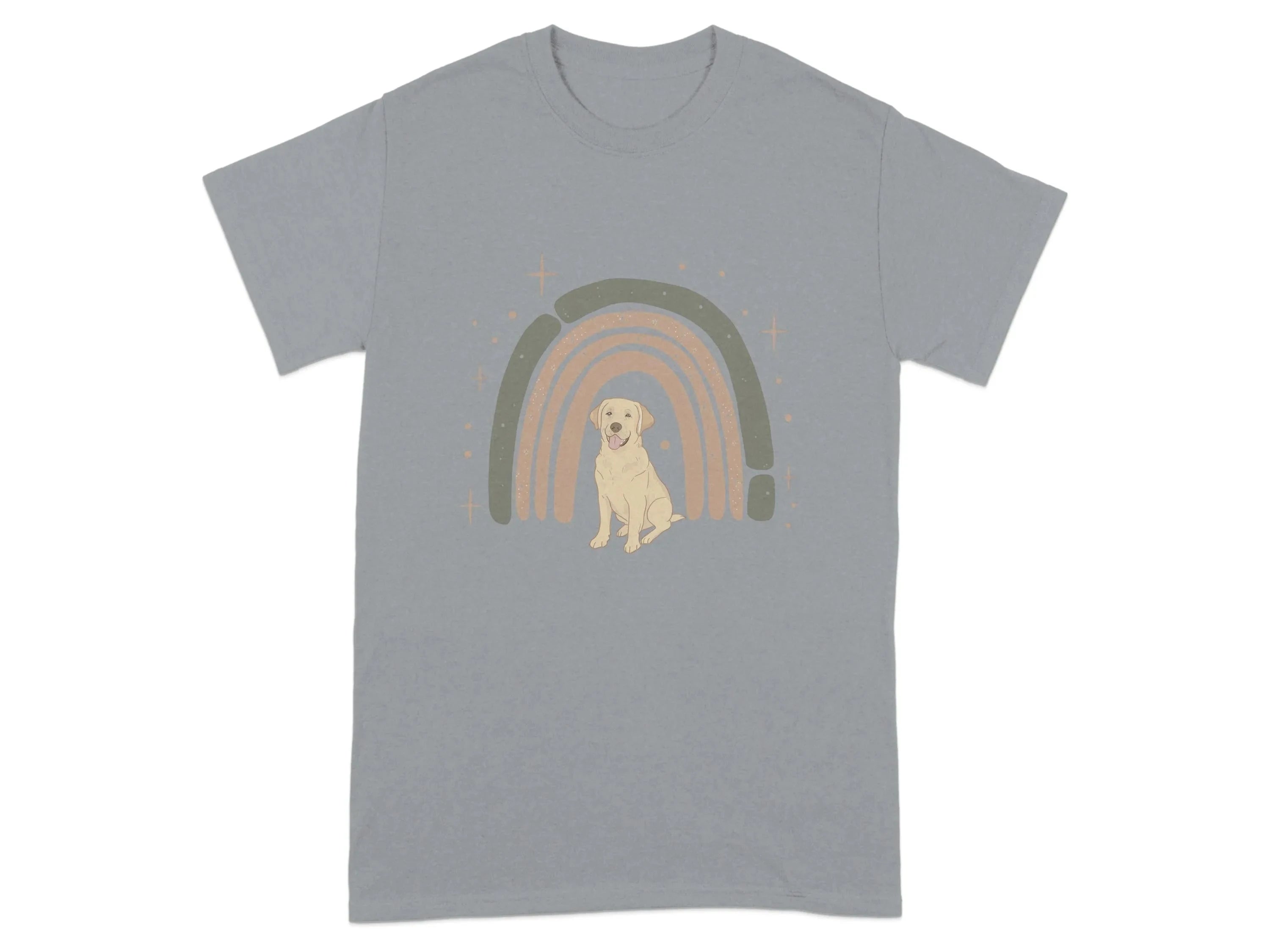 Adorable Yellow Lab with Retro Rainbow Design T-Shirts Gravel T-shirt