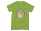 Adorable Yellow Lab with Retro Rainbow Design T-Shirts Kiwi T-shirt