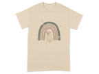 Adorable Yellow Lab with Retro Rainbow Design T-Shirts Sand T-shirt
