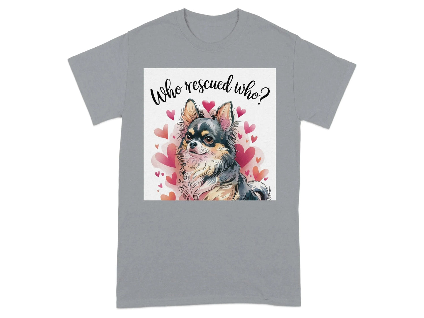 Adorable Who Rescued Who Chihuahua T-Shirts Gravel T-shirt