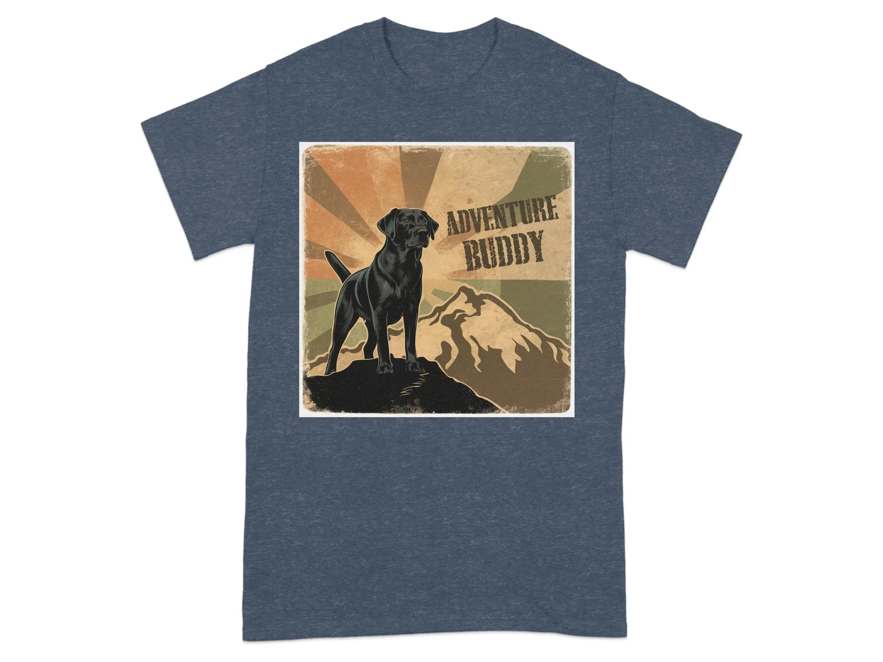Adventure Buddy Black Lab T-Shirts Heather Navy T-shirt