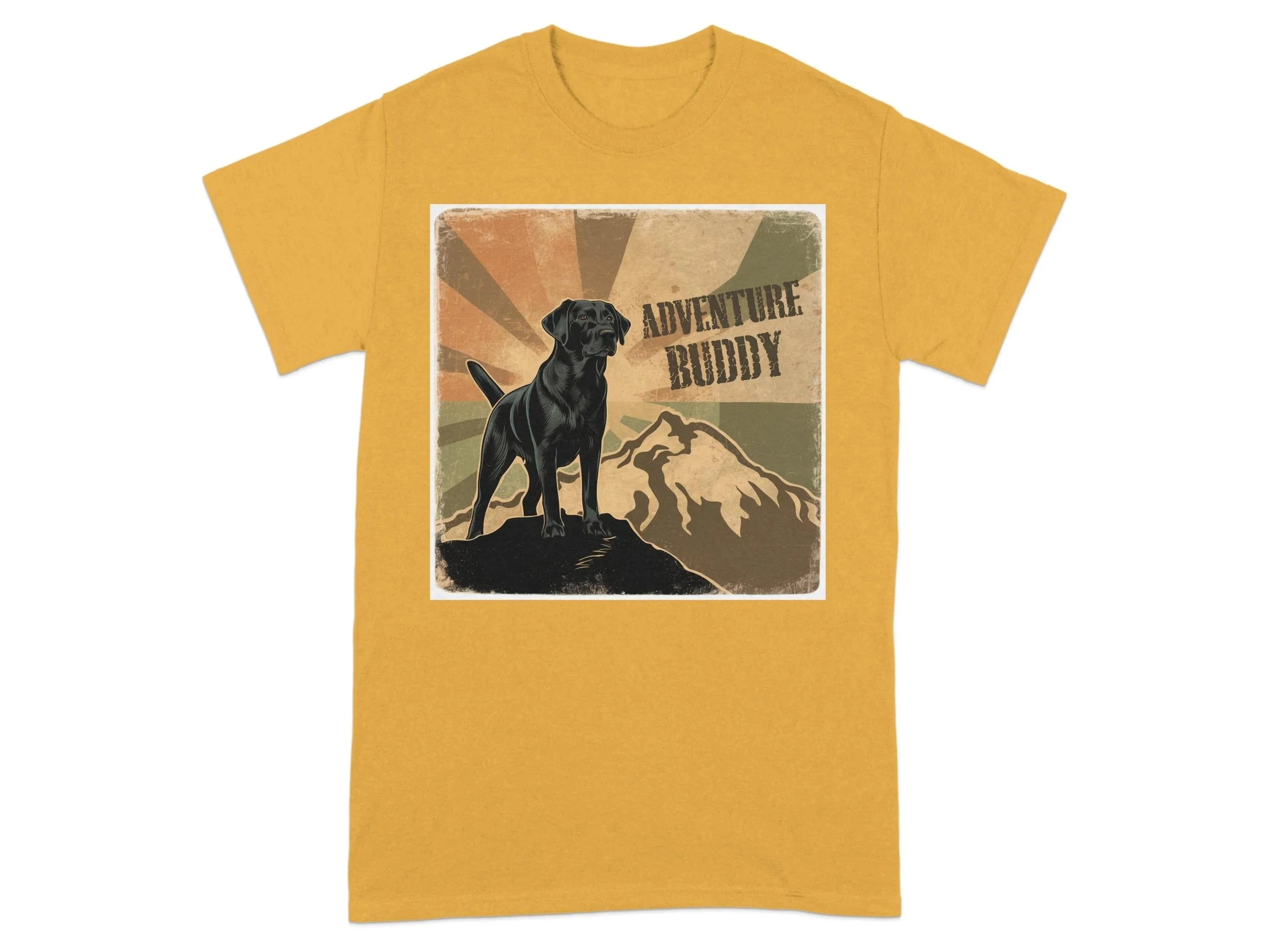 Adventure Buddy Black Lab T-Shirts Gold T-shirt