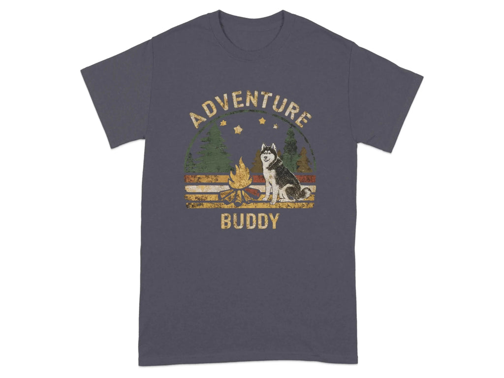 Adventure Buddy Camping Husky Dog T-Shirts Tweed T-shirt