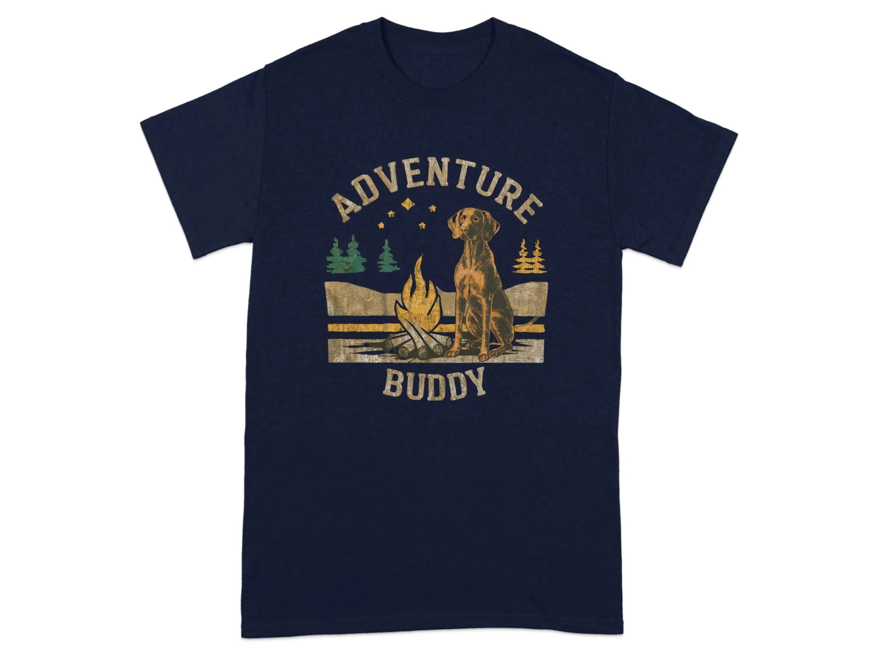 Adventure Buddy Vizsla T-Shirts Navy Blue T-shirt