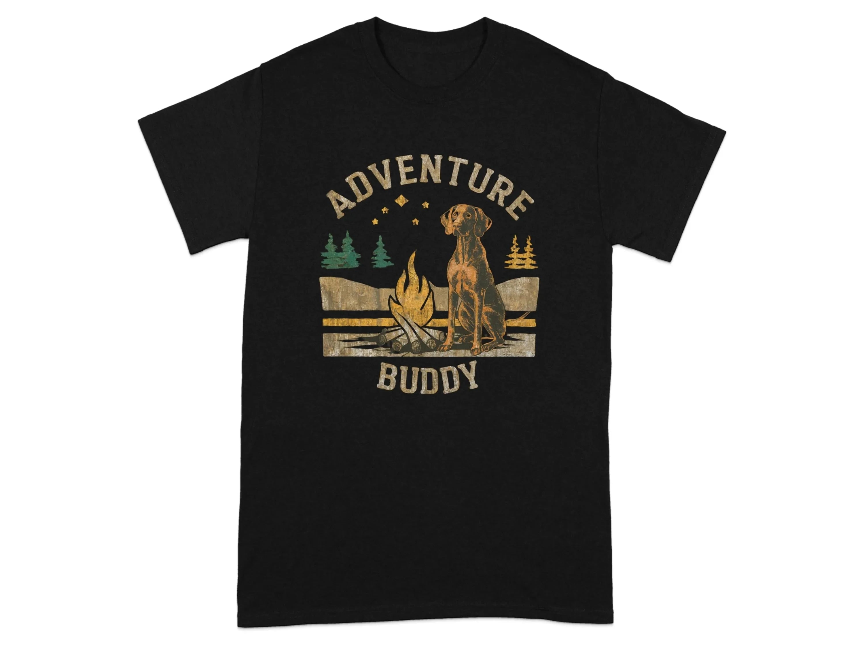 Adventure Buddy Vizsla T-Shirts Black T-shirt