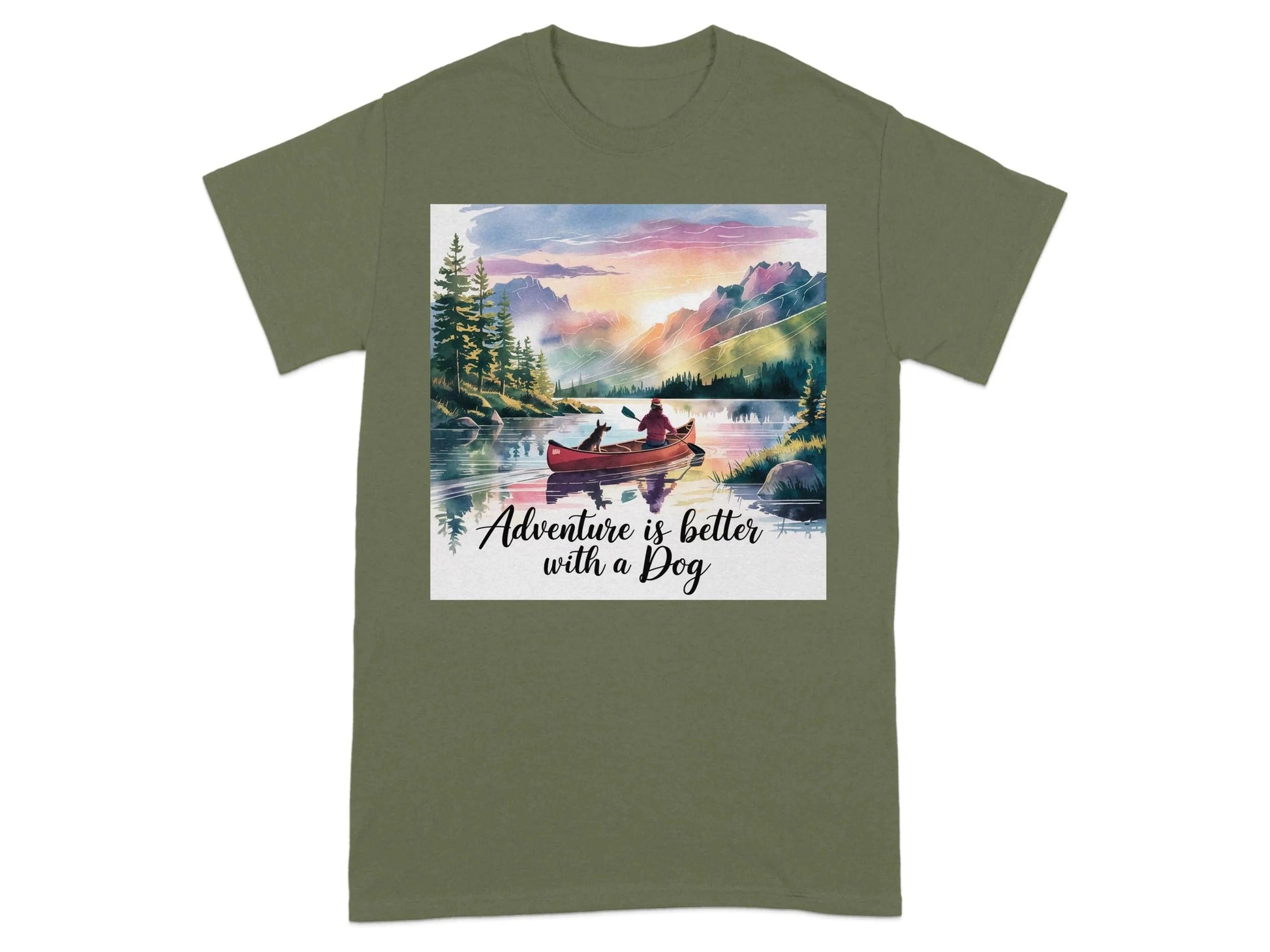 Adventure Is Better With a Dog Scenic Canoeing T-Shirts T-shirt