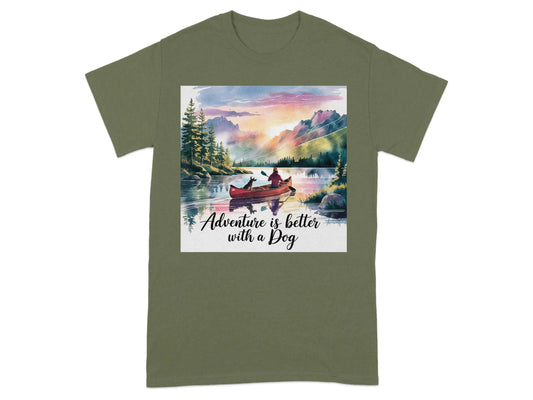 Adventure Is Better With a Dog Scenic Canoeing T-Shirts T-shirt