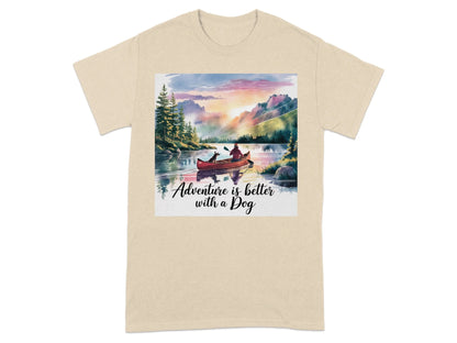 Adventure Is Better With a Dog Scenic Canoeing T-Shirts Sand T-shirt