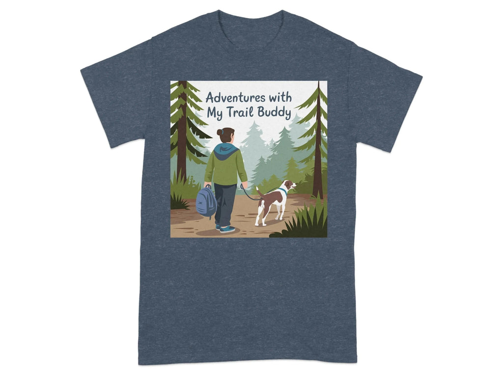 Adventures with My Trail Buddy T-Shirts Heather Navy T-shirt