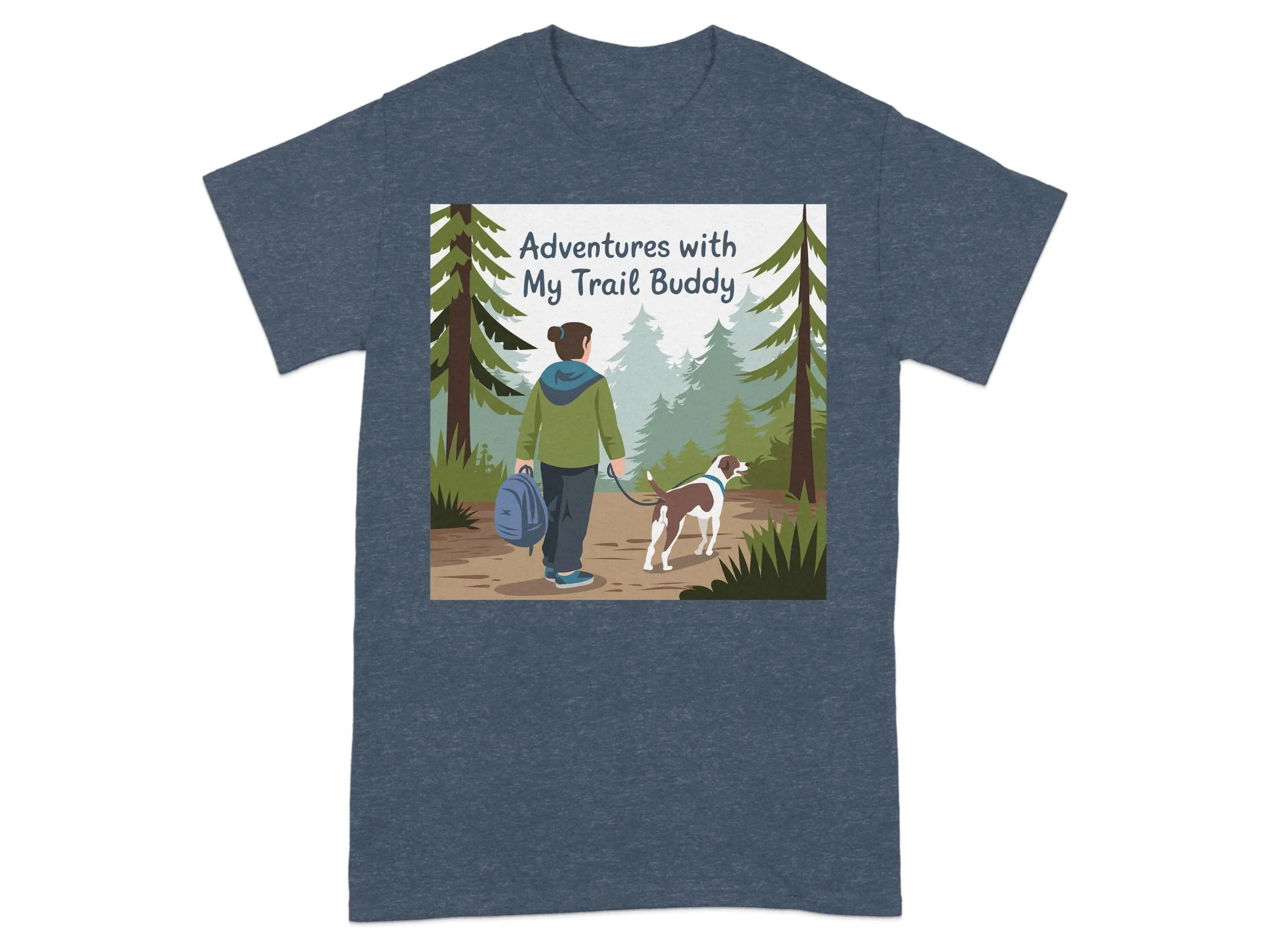 Adventures with My Trail Buddy T-Shirts Heather Navy T-shirt