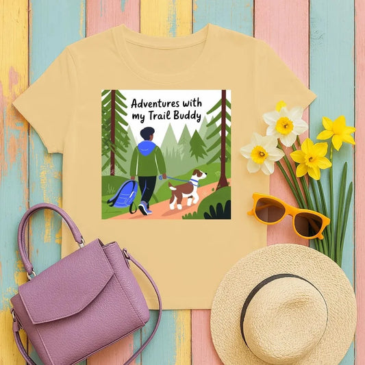 Adventures with My Trail Buddy Themed T-Shirts Gold T-shirt