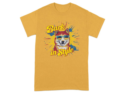 Bark In Style Shiba Inu T-Shirts Gold T-shirt
