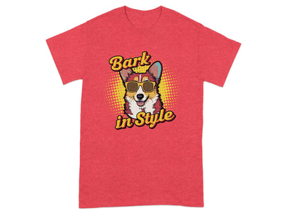 Bark in Style Corgi Dog with Sunglasses T-Shirts Heather Red T-shirt