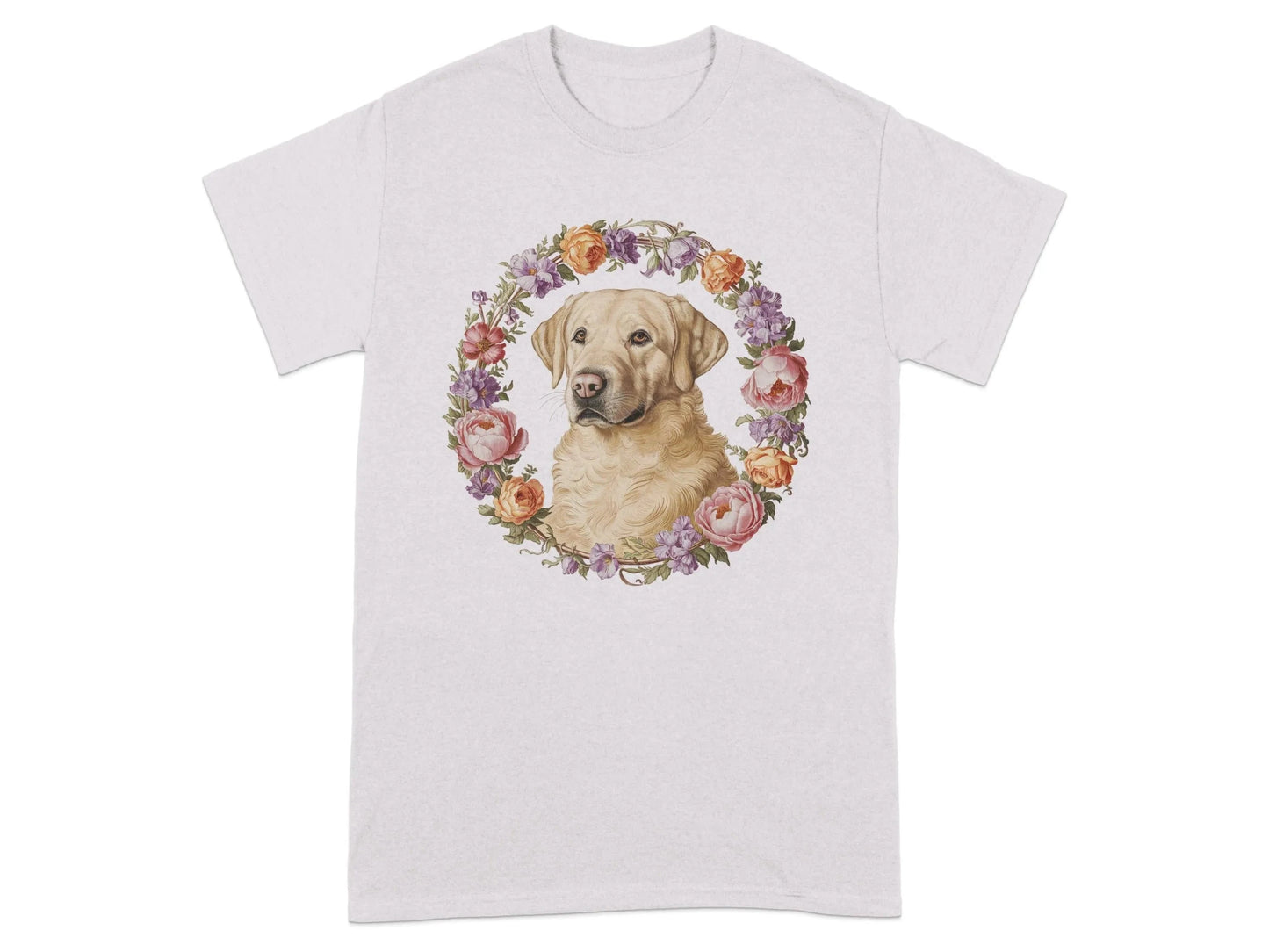 Beautiful Floral Yellow Lab T-Shirts Ice Grey T-shirt