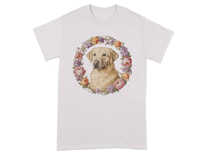 Beautiful Floral Yellow Lab T-Shirts Ice Grey T-shirt