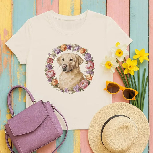Beautiful Floral Yellow Lab T-Shirts T-shirt